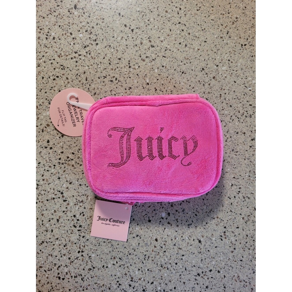 Juicy Couture Velour Travel Jewelry Organizer Storage Case Hot Pink Bling Y2K.โน